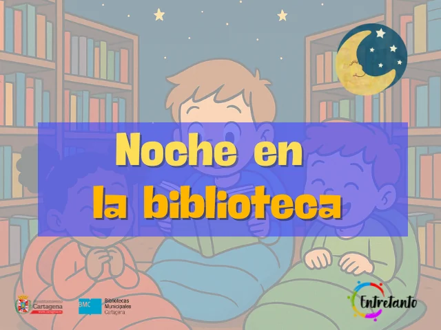 Cartel de Noche en la biblioteca