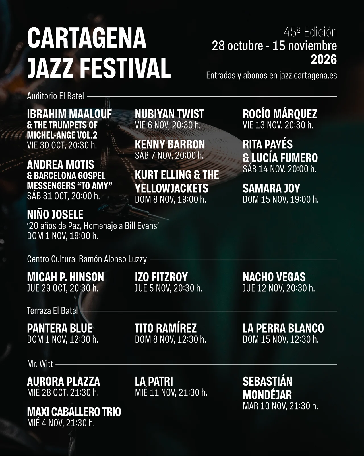 Cartel de Cartagena Jazz Festival 2026
