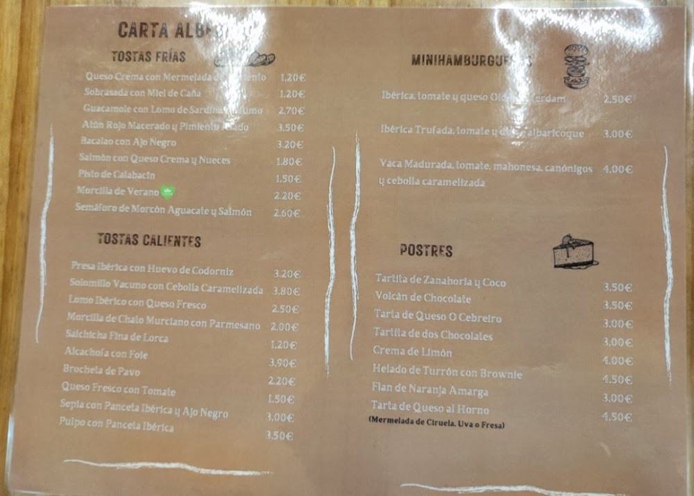 Bar restaurante ALBEDRÍO · carta, página 2