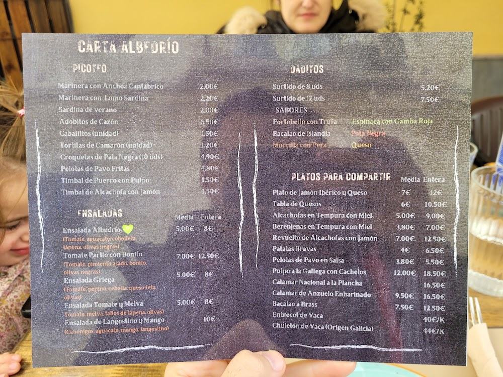 Bar restaurante ALBEDRÍO · carta, página 4