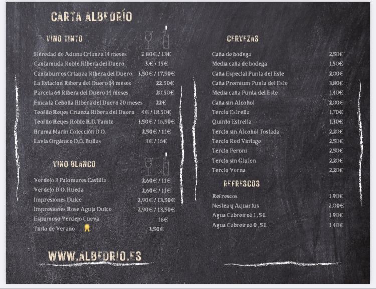Bar restaurante ALBEDRÍO · carta, página 5