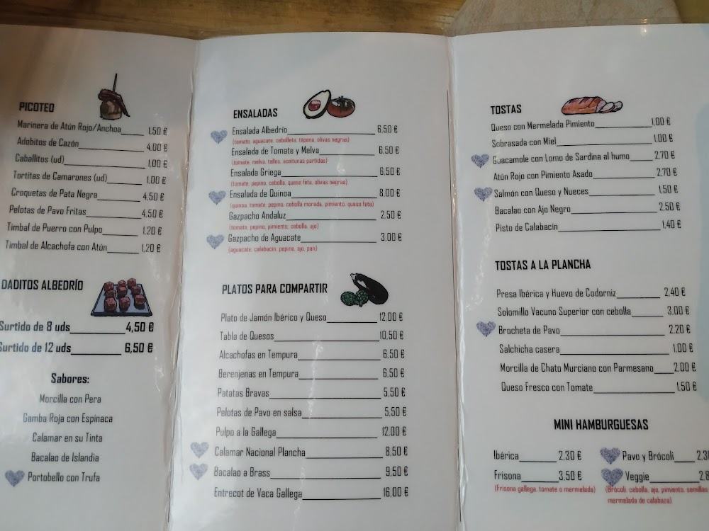 Bar restaurante ALBEDRÍO · carta, página 8