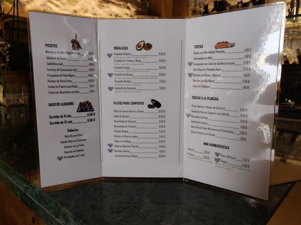 Bar restaurante ALBEDRÍO · carta, página 9