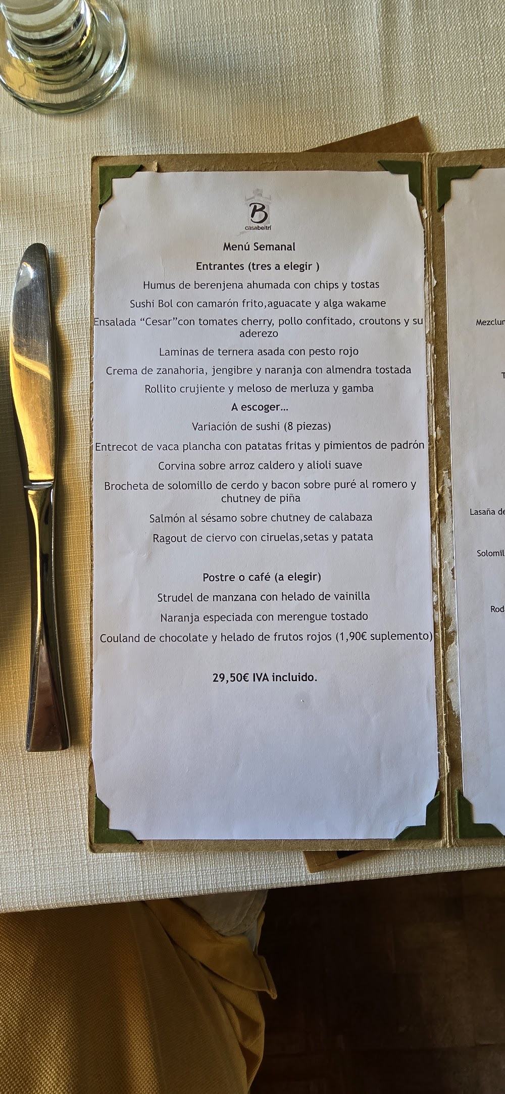 Restaurante Casa Beltrí · carta, página 4
