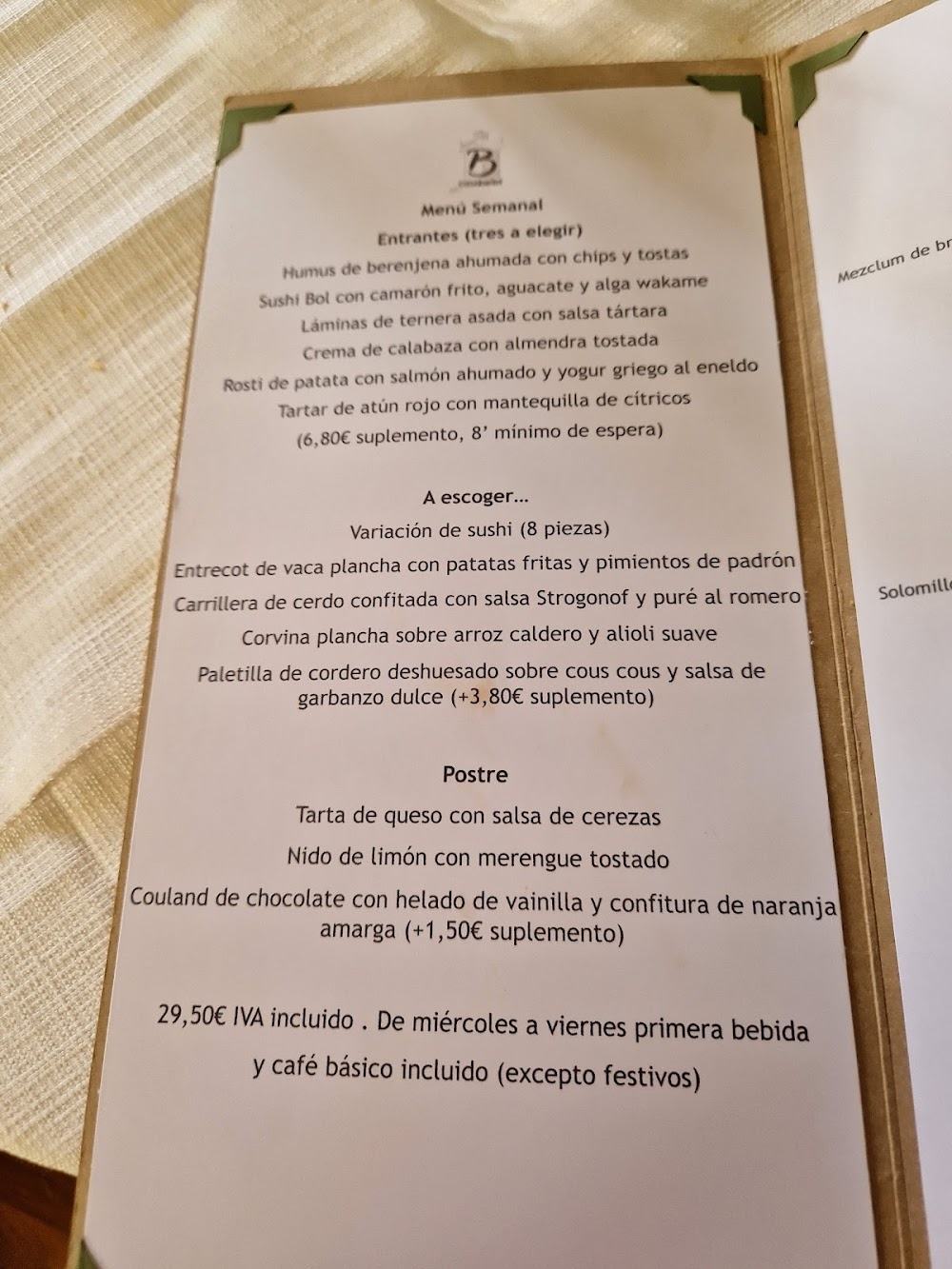 Restaurante Casa Beltrí · carta, página 6