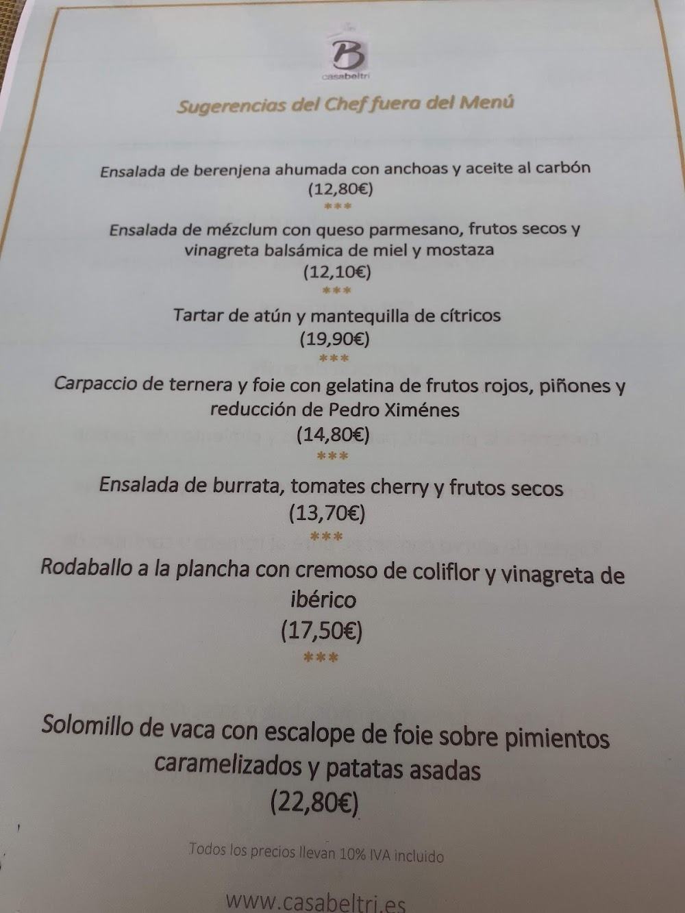 Restaurante Casa Beltrí · carta, página 7