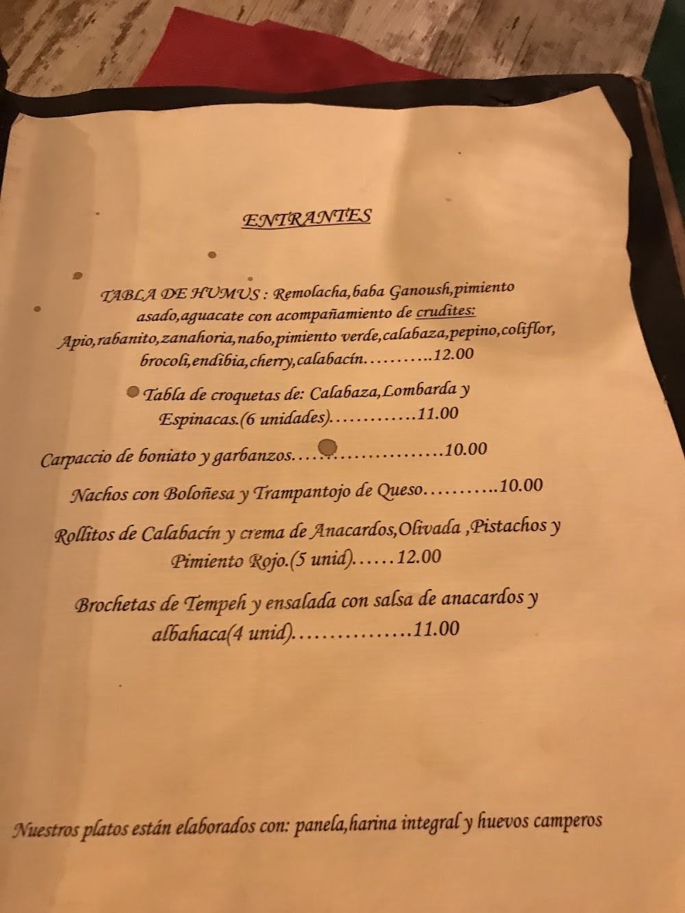 Chef Momo · carta, página 2