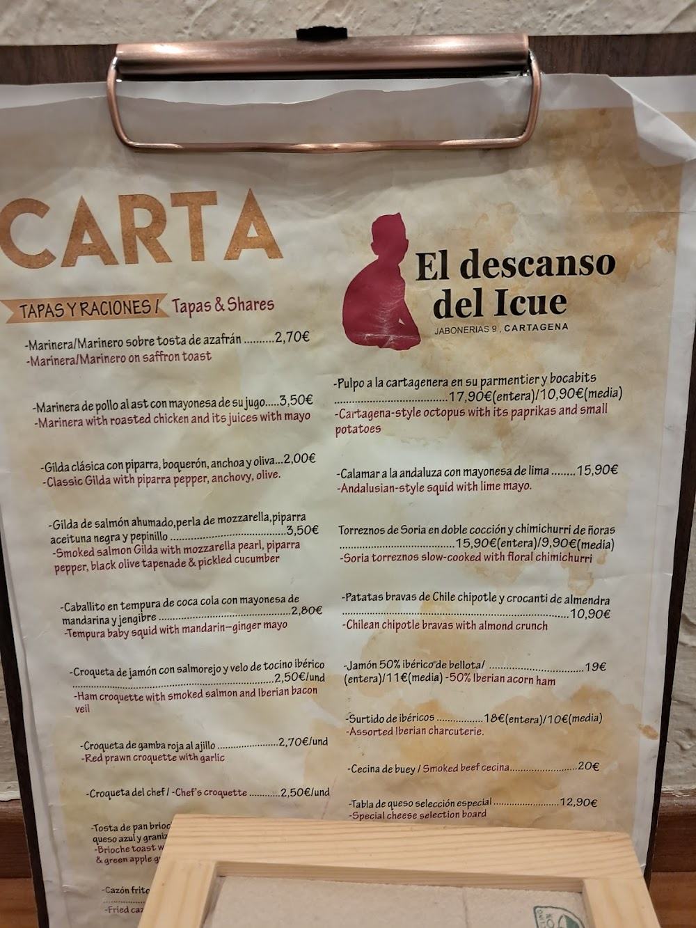 Descanso del icue · carta, página 6