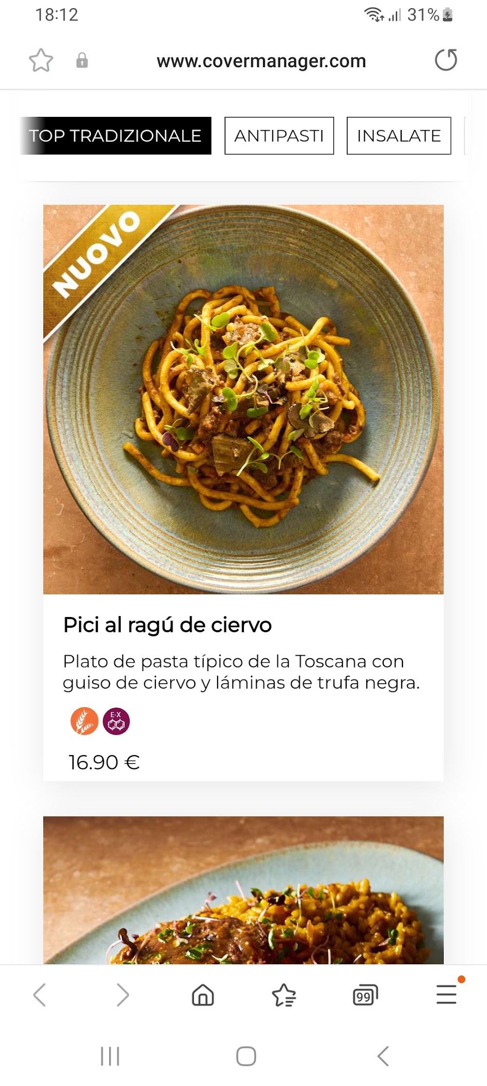 La Famiglia se sienta a la mesa · carta, página 9