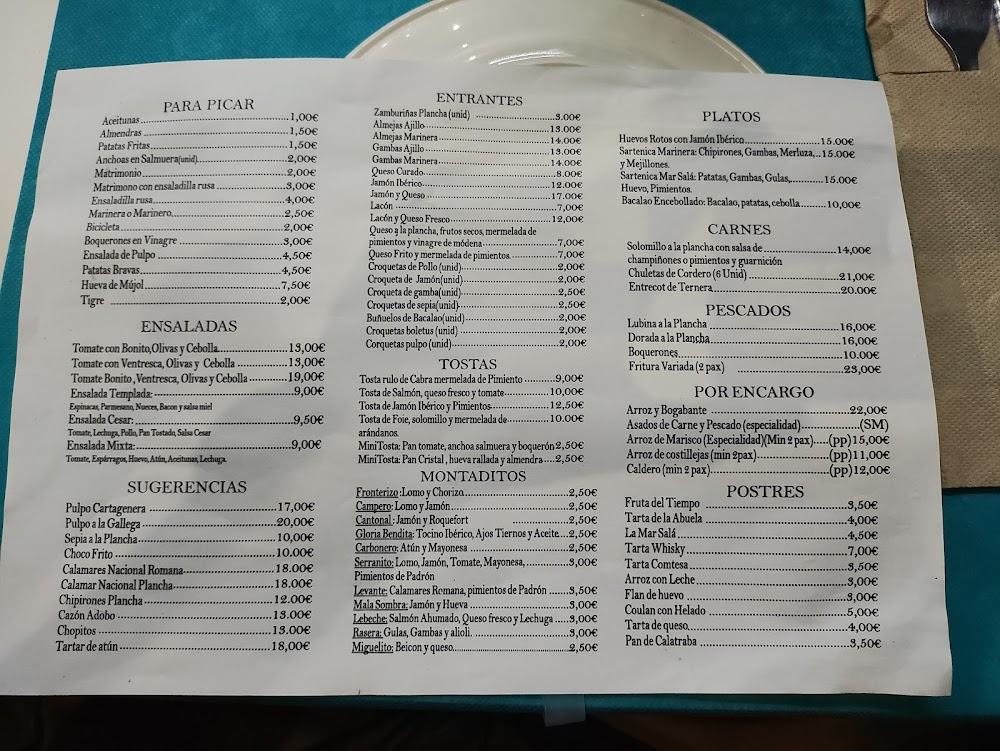 La Mar Salá · carta, página 1