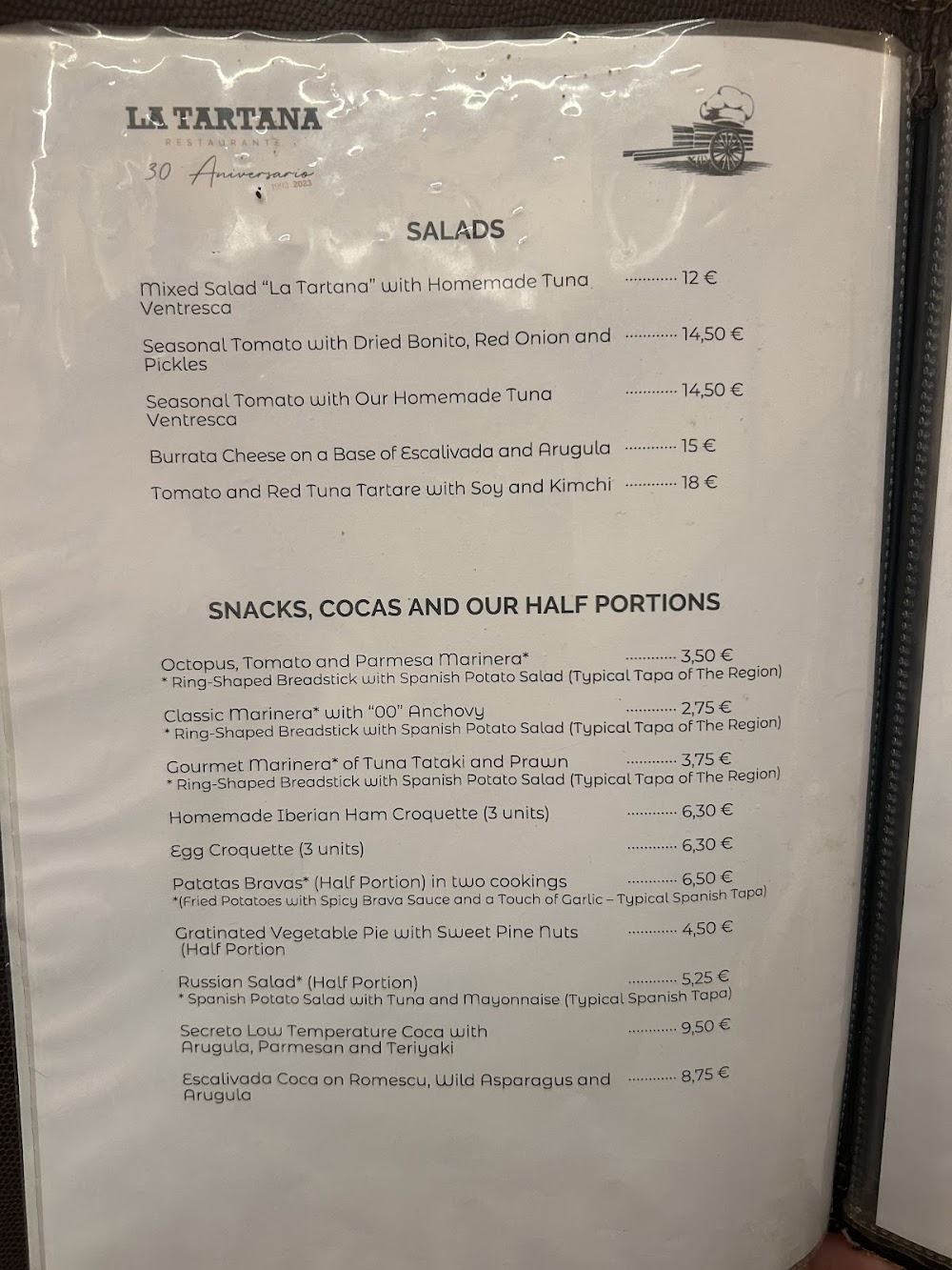 Restaurante La Tartana · carta, página 3