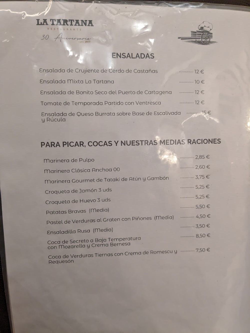Restaurante La Tartana · carta, página 4