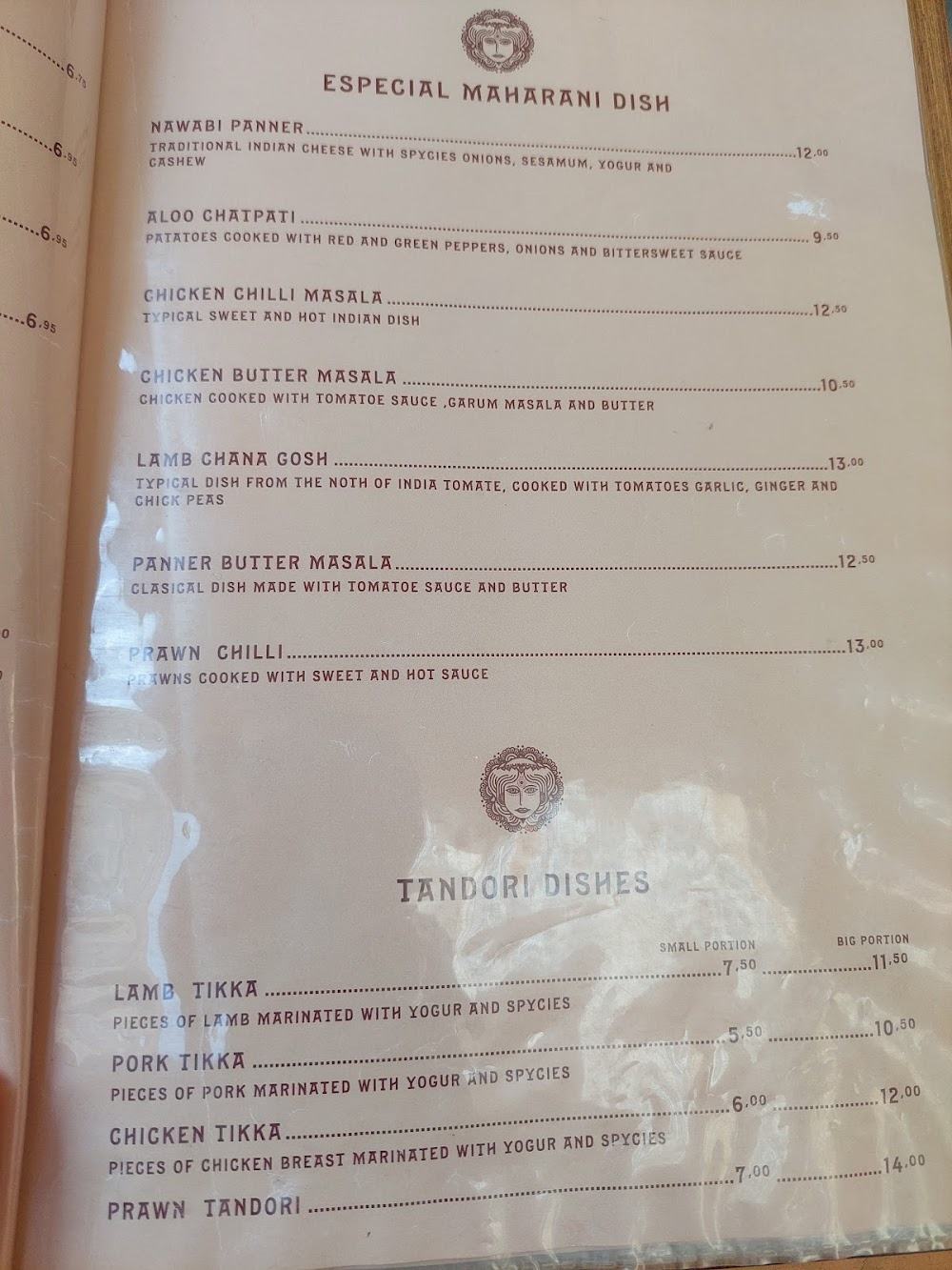 Maharani Restaurante Hindú · carta, página 5