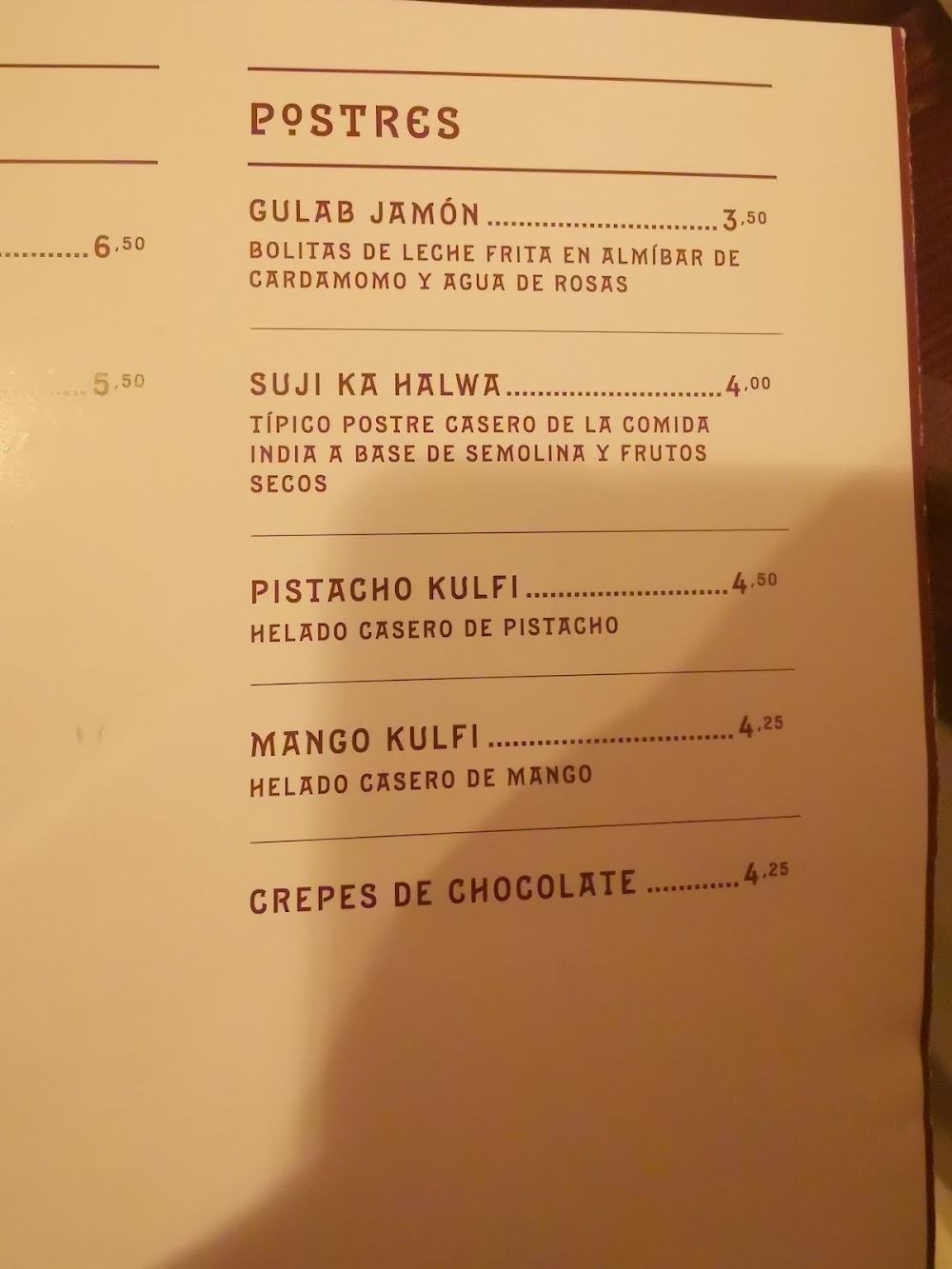 Maharani Restaurante Hindú · carta, página 10
