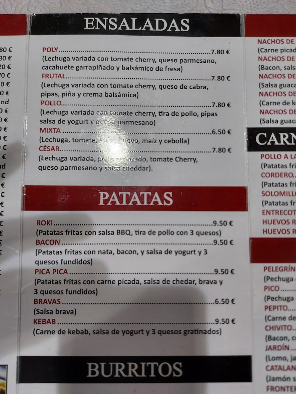 Mesón Fénix · carta, página 10