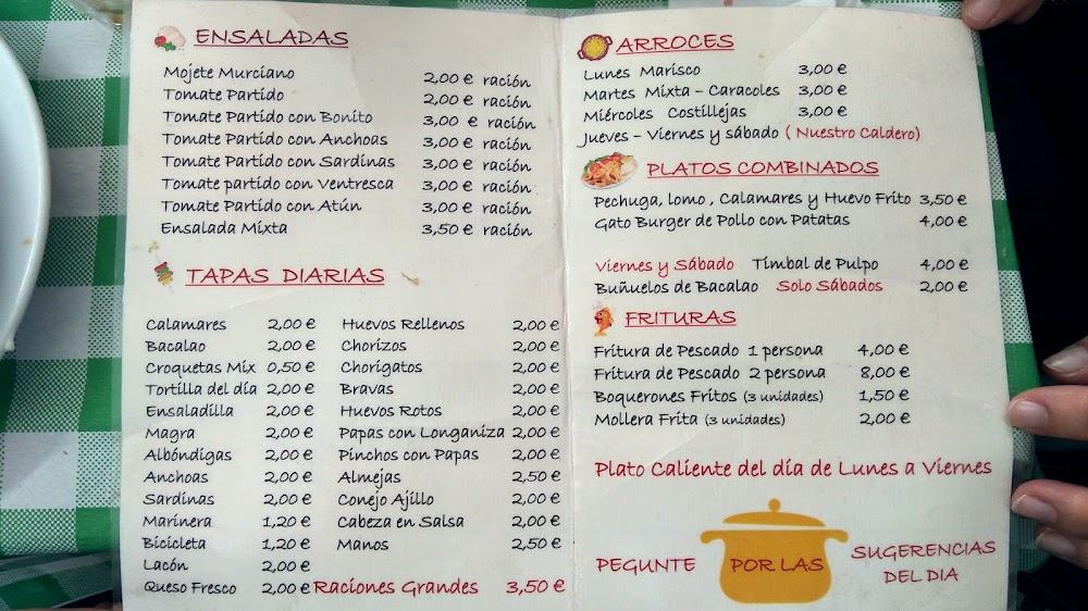Restaurante El Gato · carta, página 2