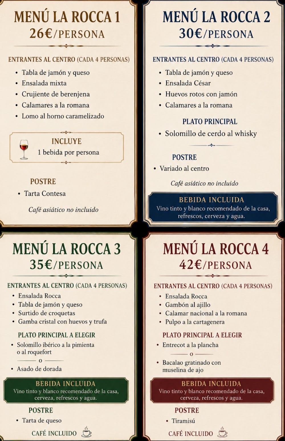 Restaurante La Rocca Restaurante Mediterráneo · carta, página 1