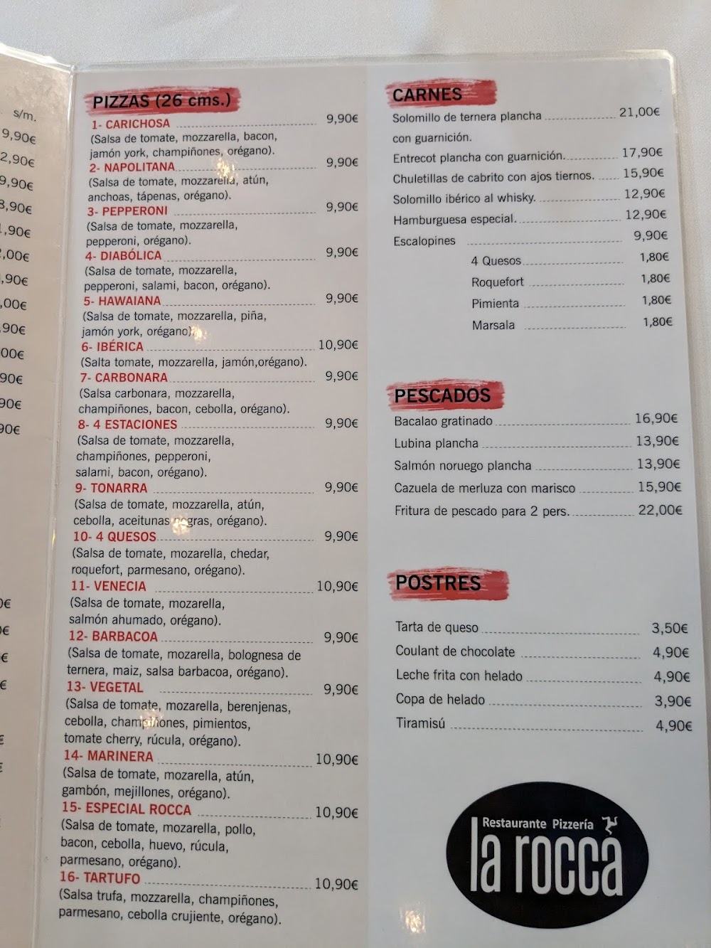 Restaurante La Rocca Restaurante Mediterráneo · carta, página 4