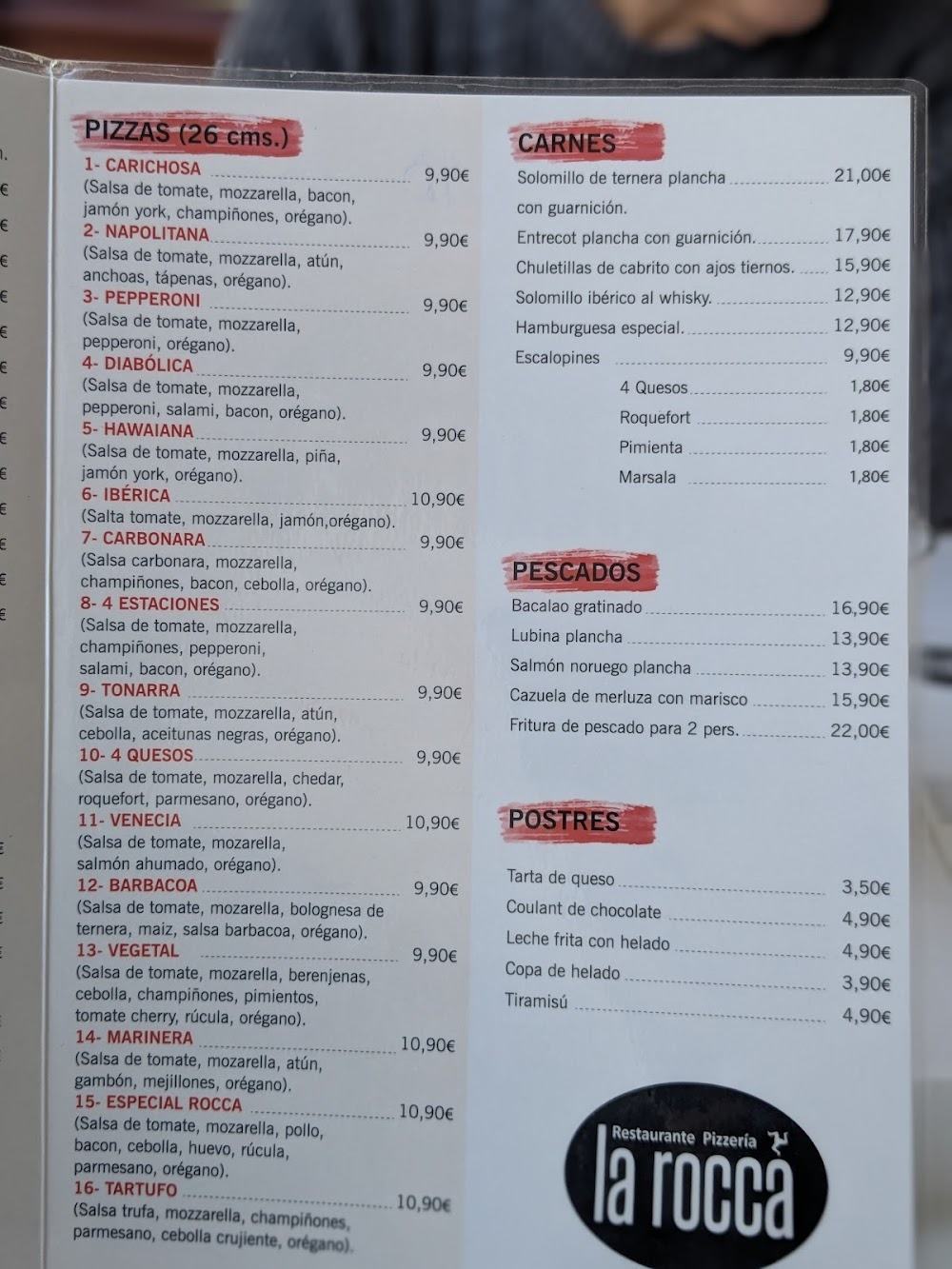 Restaurante La Rocca Restaurante Mediterráneo · carta, página 5