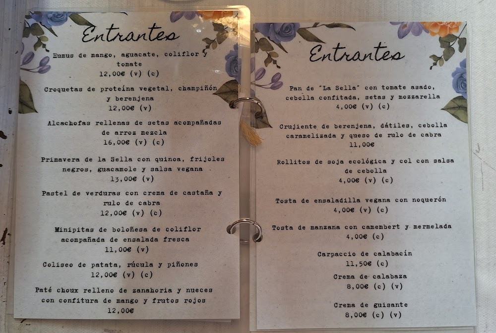 Restaurante La sella · carta, página 1