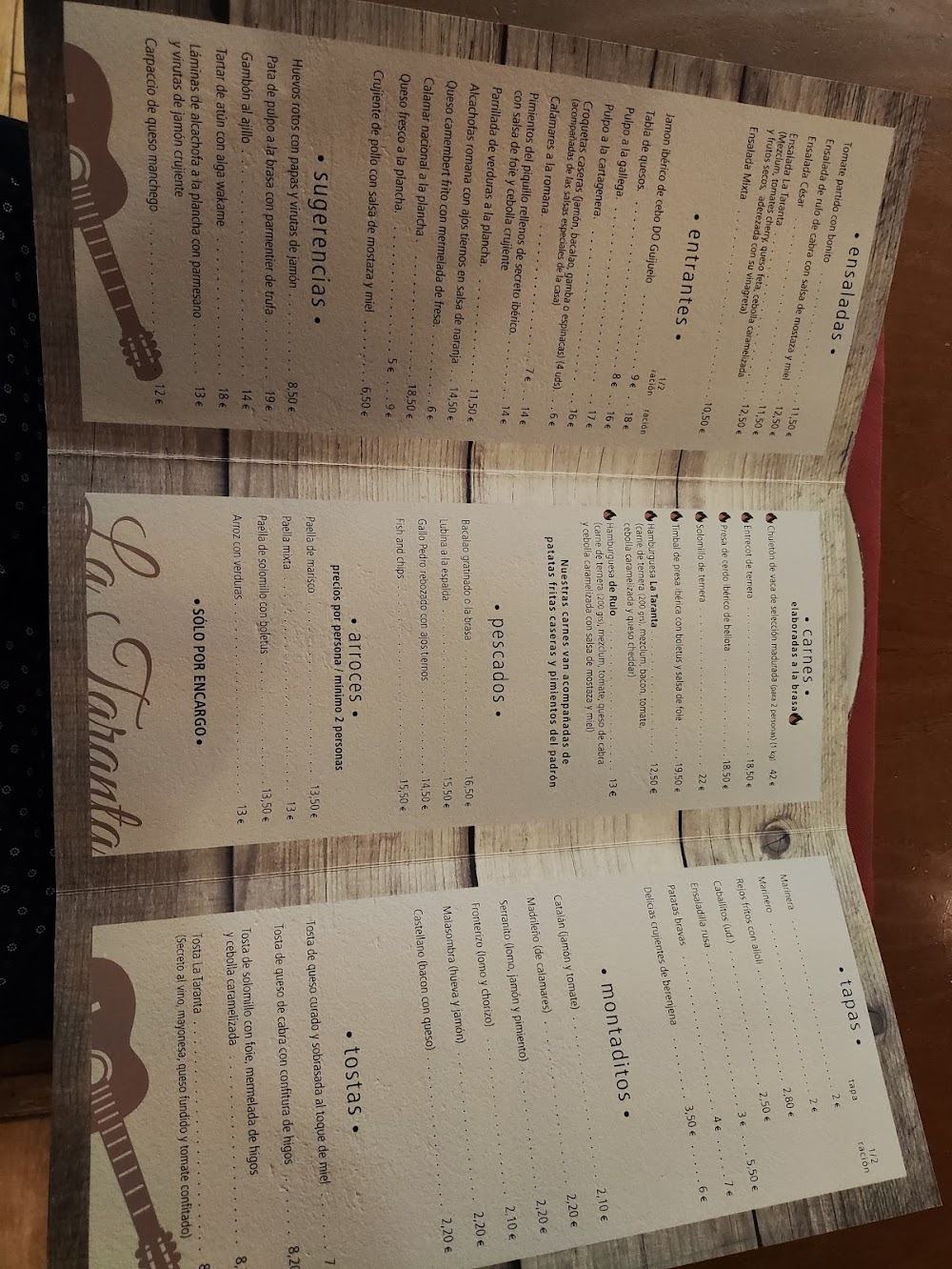 Restaurante La Taranta · carta, página 4