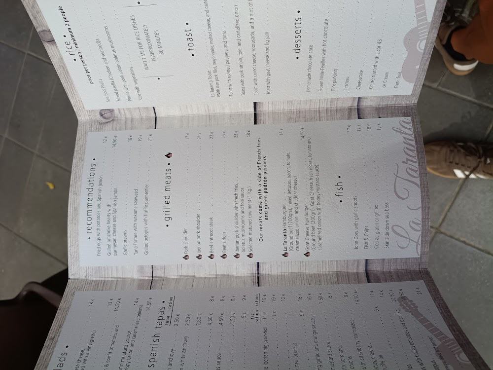 Restaurante La Taranta · carta, página 9