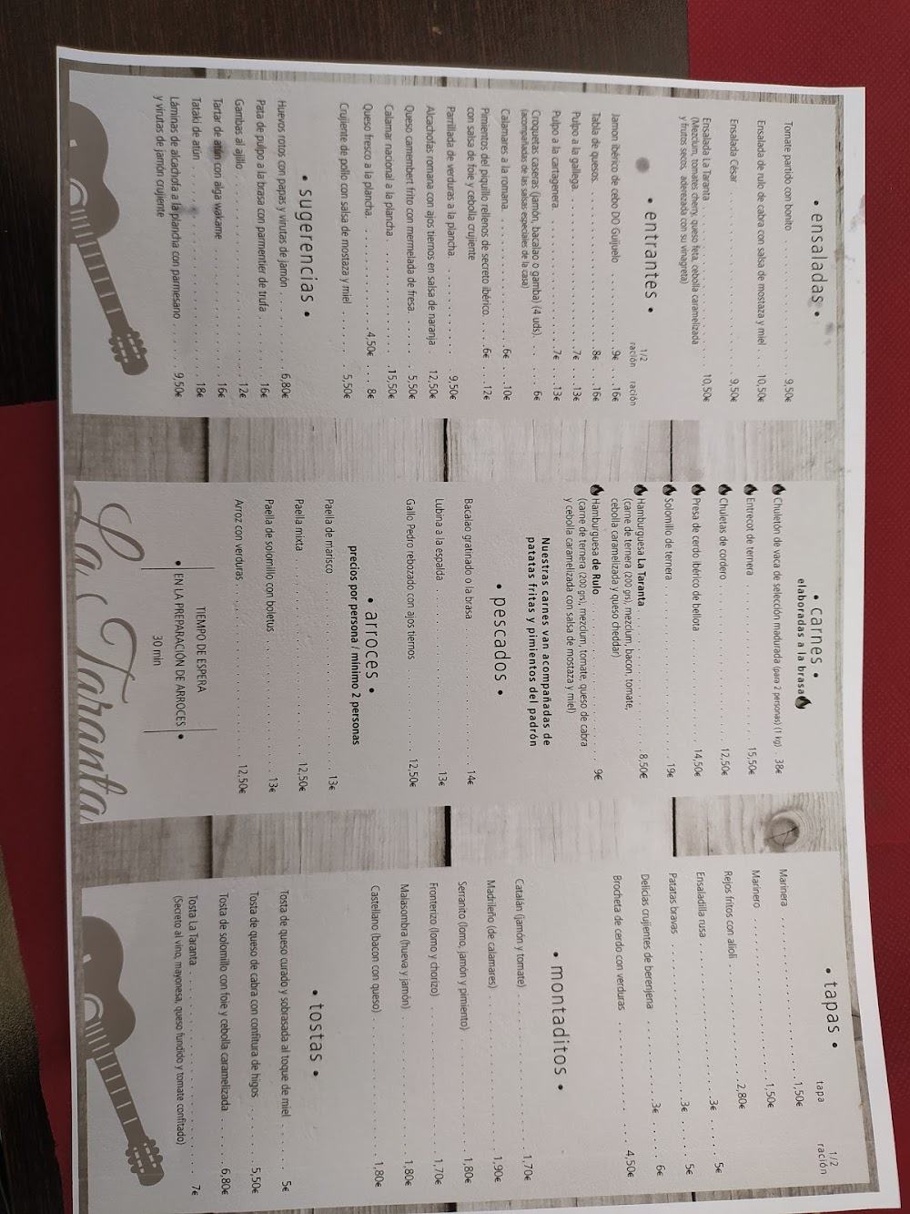 Restaurante La Taranta · carta, página 10