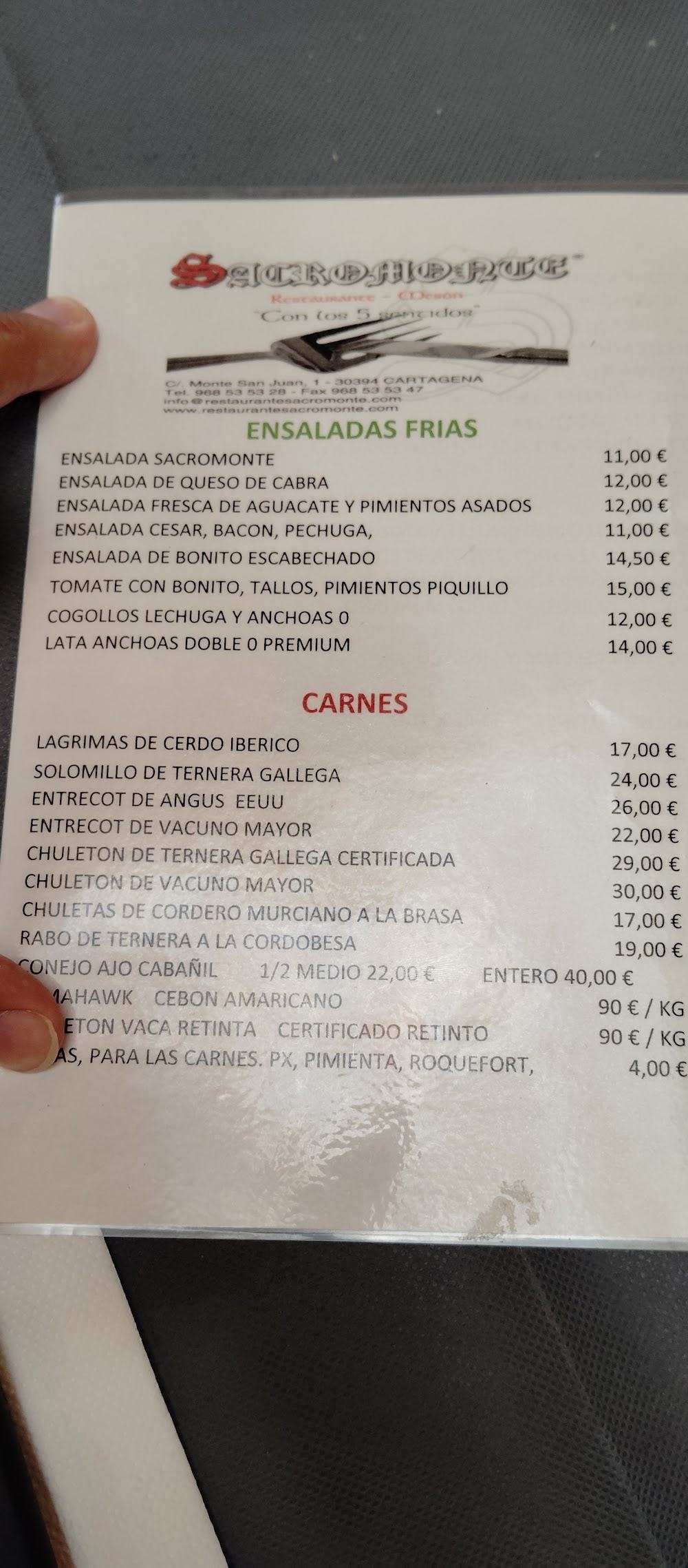 Restaurante Sacromonte · carta, página 3