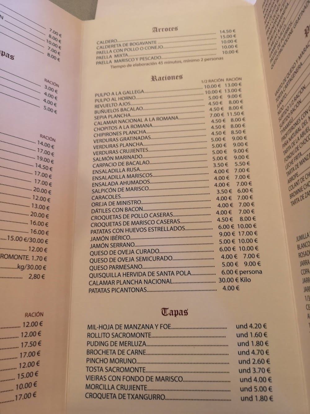 Restaurante Sacromonte · carta, página 10