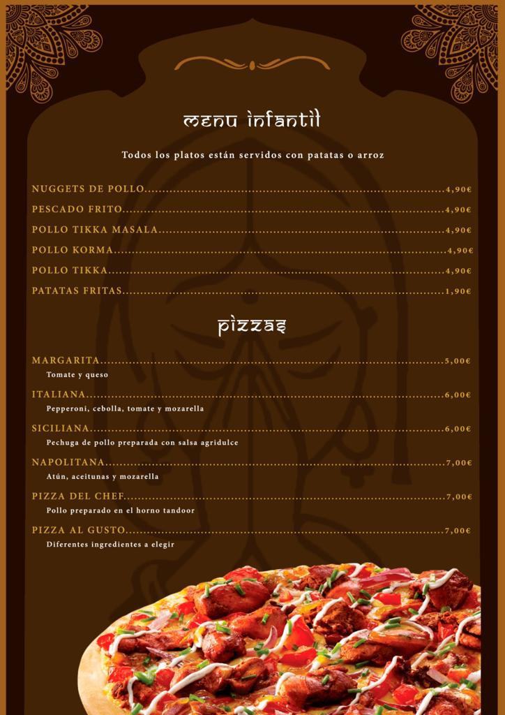 Restaurante Tikka · carta, página 1
