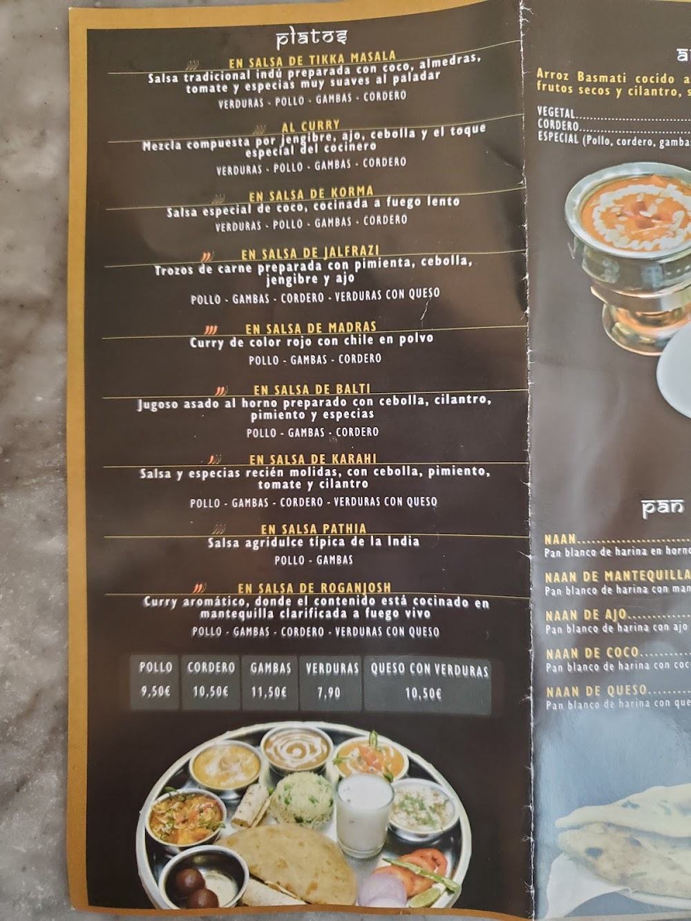 Restaurante Tikka · carta, página 3