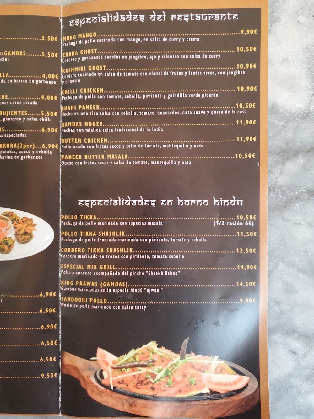 Restaurante Tikka · carta, página 4