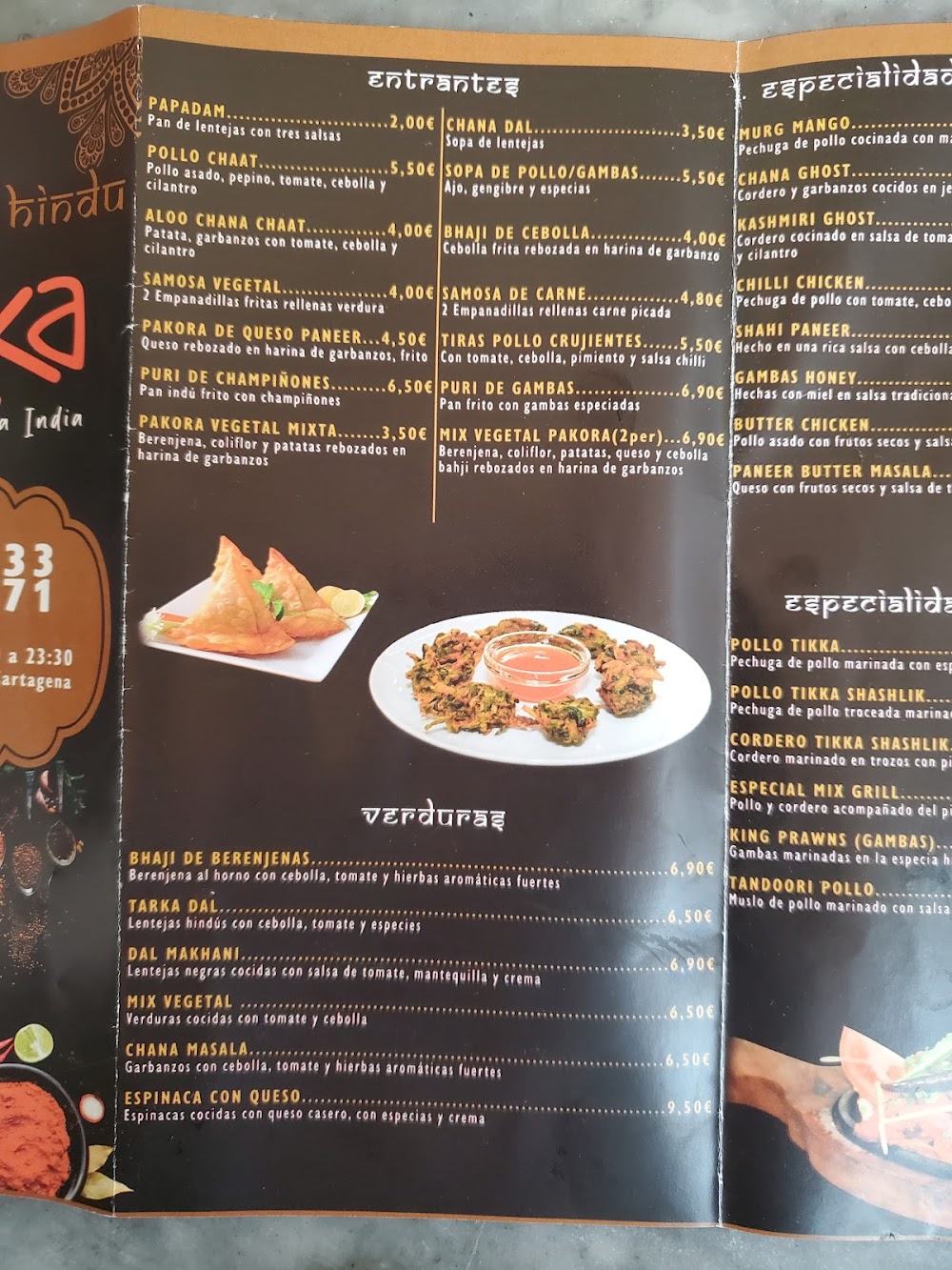 Restaurante Tikka · carta, página 6
