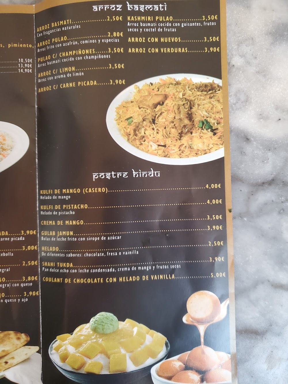 Restaurante Tikka · carta, página 7
