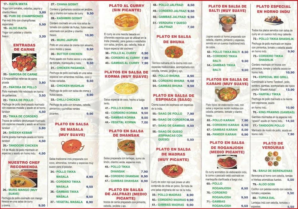 Restaurante Tikka · carta, página 9