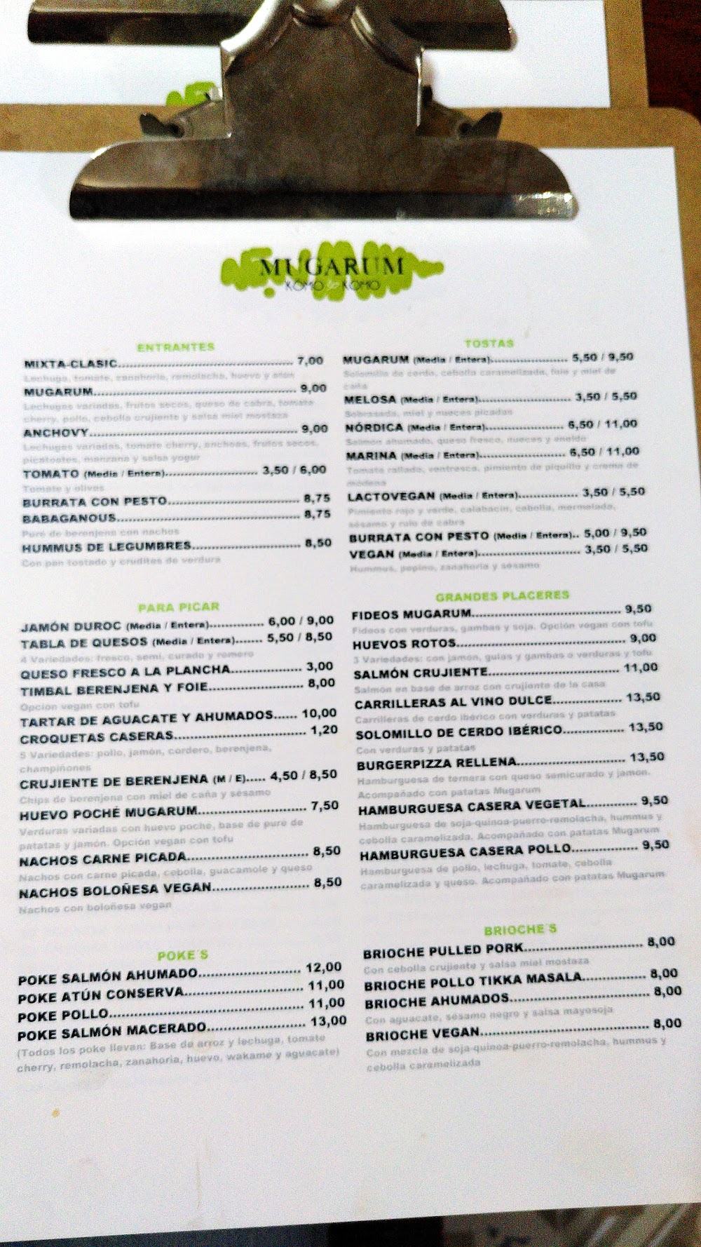 Restaurante tipicos en Cartagena / Mugarum KÓMO KOMO / Exquisito y Saludable · carta, página 1