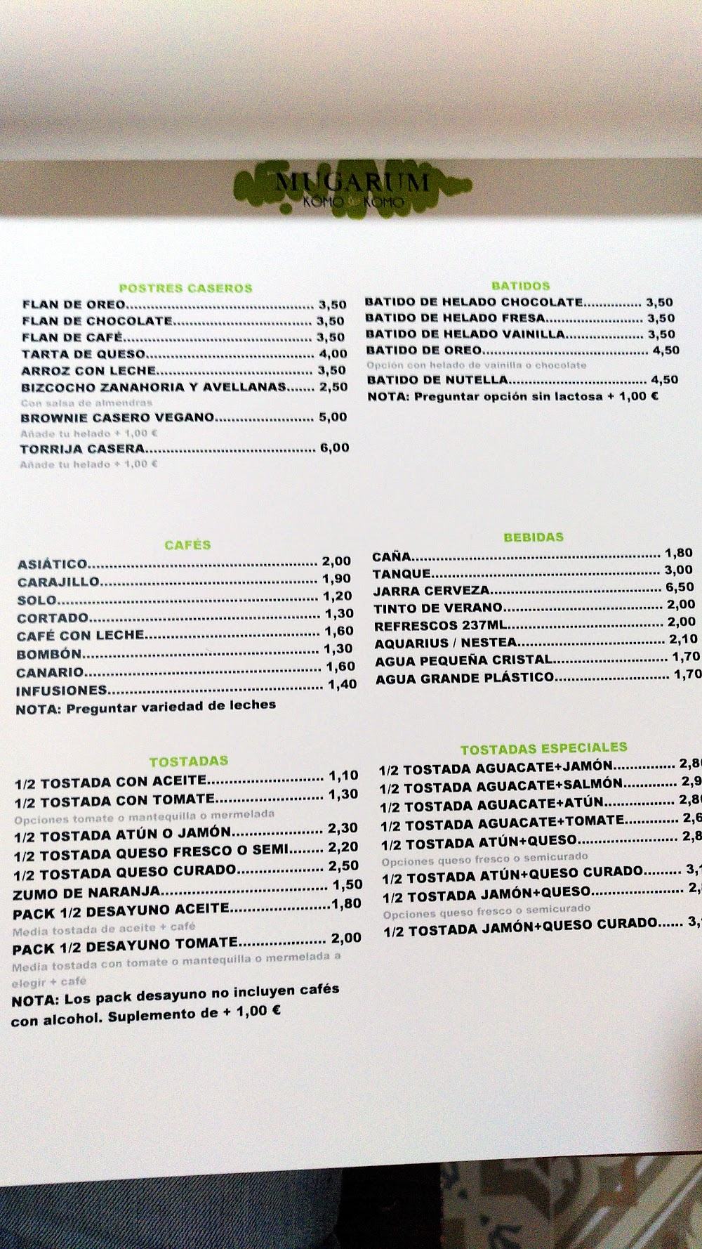 Restaurante tipicos en Cartagena / Mugarum KÓMO KOMO / Exquisito y Saludable · carta, página 2