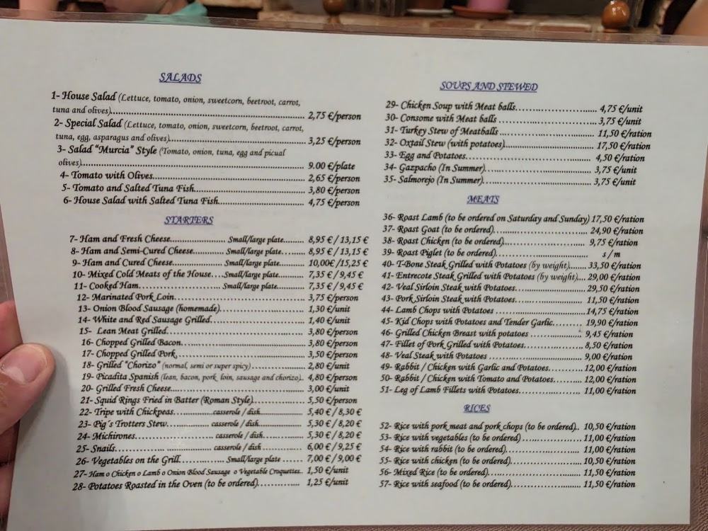 Venta El Abasto La Aparecida - Cartagena · carta, página 1