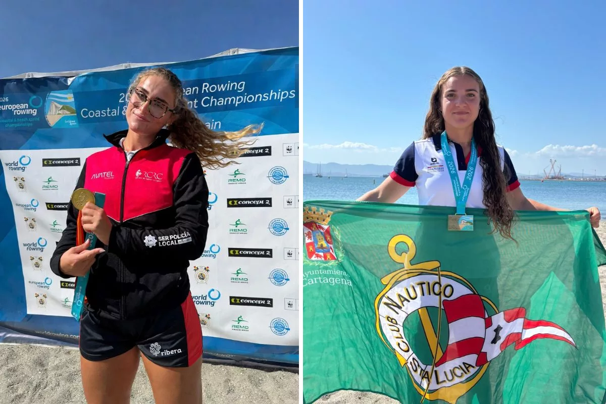 Imagen de la fuente asociada a: Dos cartageneras brillan en el Europeo de remo de mar