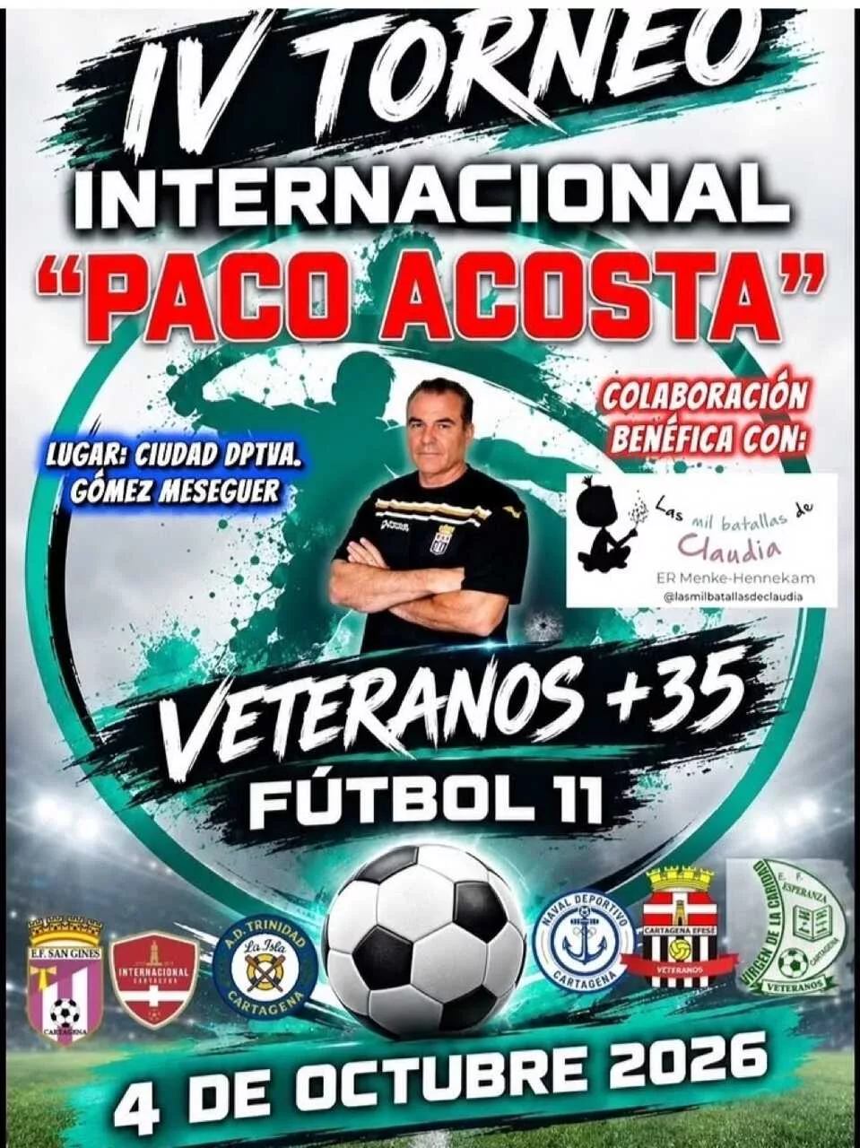 Imagen de la fuente asociada a: El IV Torneo Internacional ‘Paco Acosta’ reunirá en Cartagena al fútbol veterano con un fin benéfico