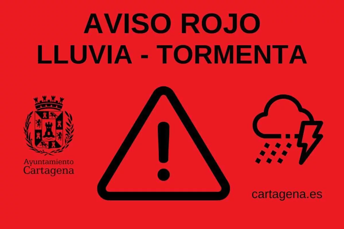 Imagen de la fuente asociada a: La Aemet activa el aviso rojo por peligro extraordinario en Cartagena y la Comunidad envía un ES-Alert a los móviles