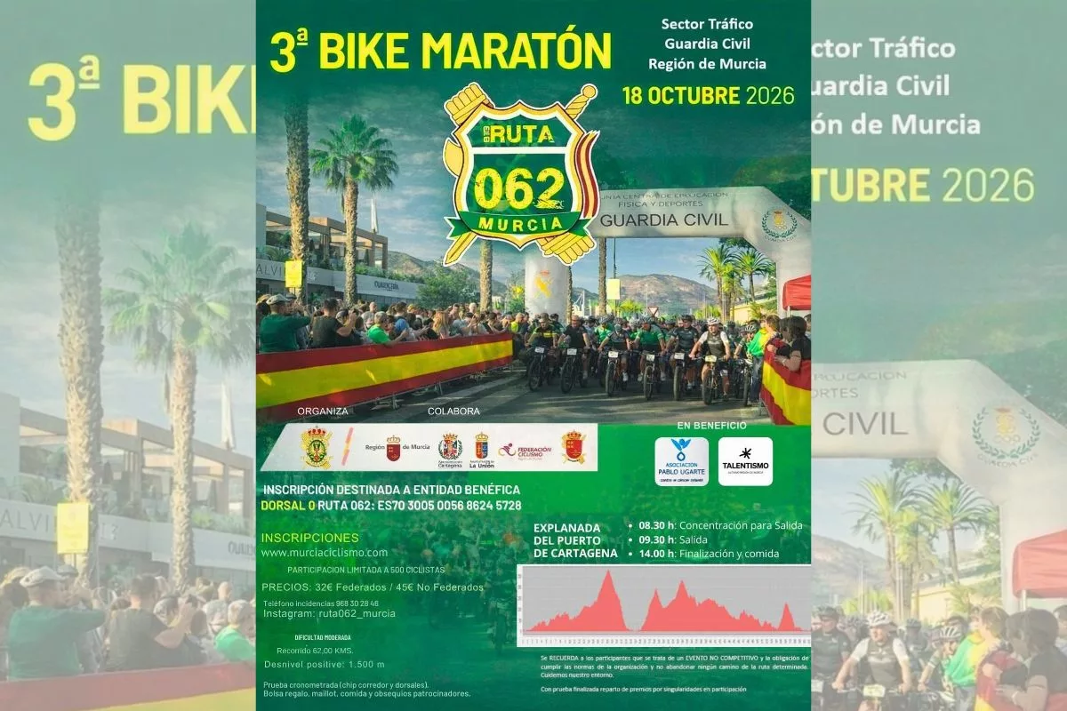 Imagen de la fuente asociada a: La Bike Maratón Ruta 062 celebra su tercera edición este domingo en Cartagena