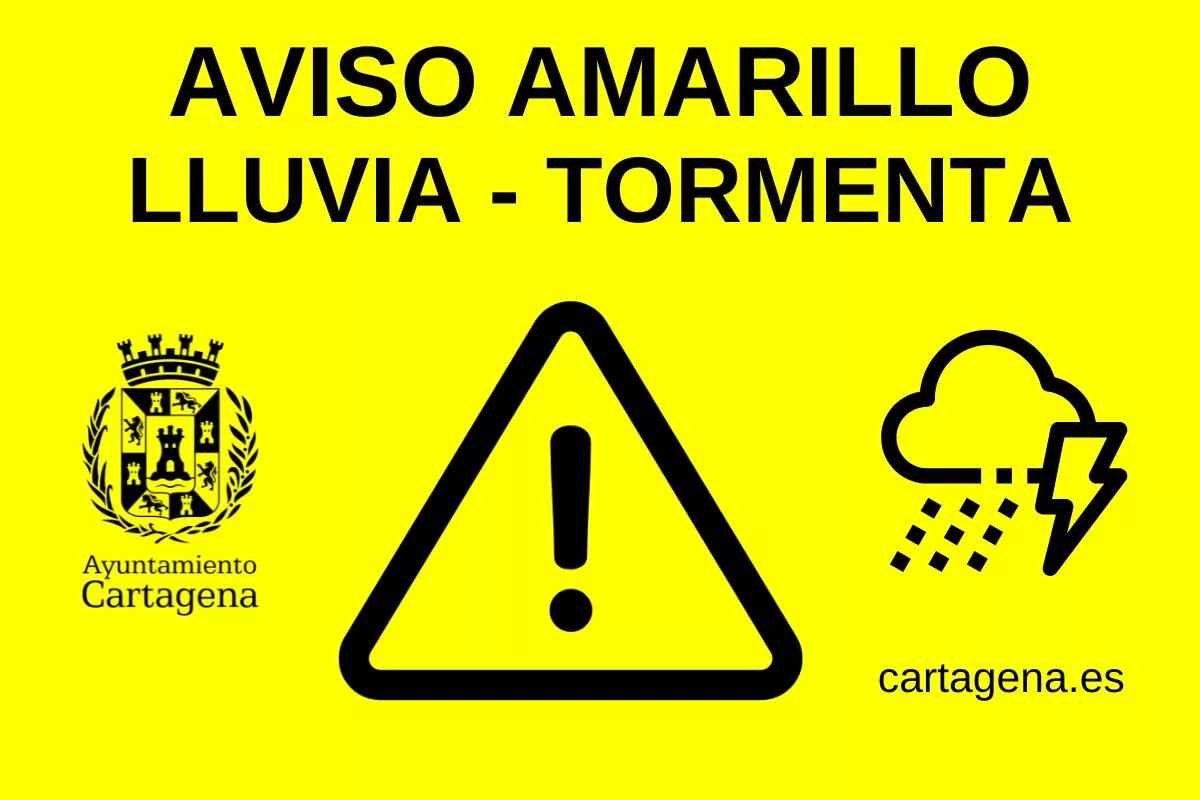 Imagen de la fuente asociada a: La Aemet activa el aviso amarillo por lluvias y tormentas en Cartagena hasta las 8:00 horas del viernes
