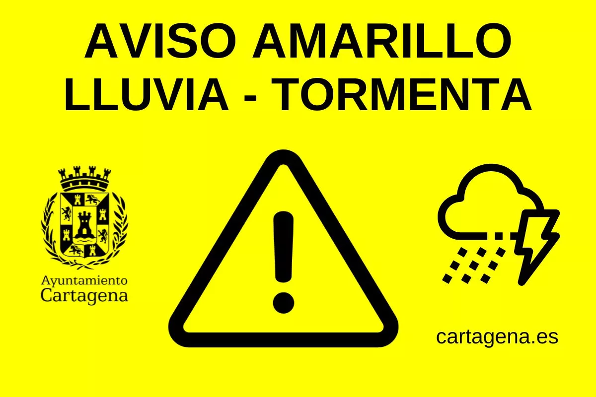 Imagen de la fuente asociada a: Aviso amarillo por lluvia y tormenta esta noche en Cartagena y comarca