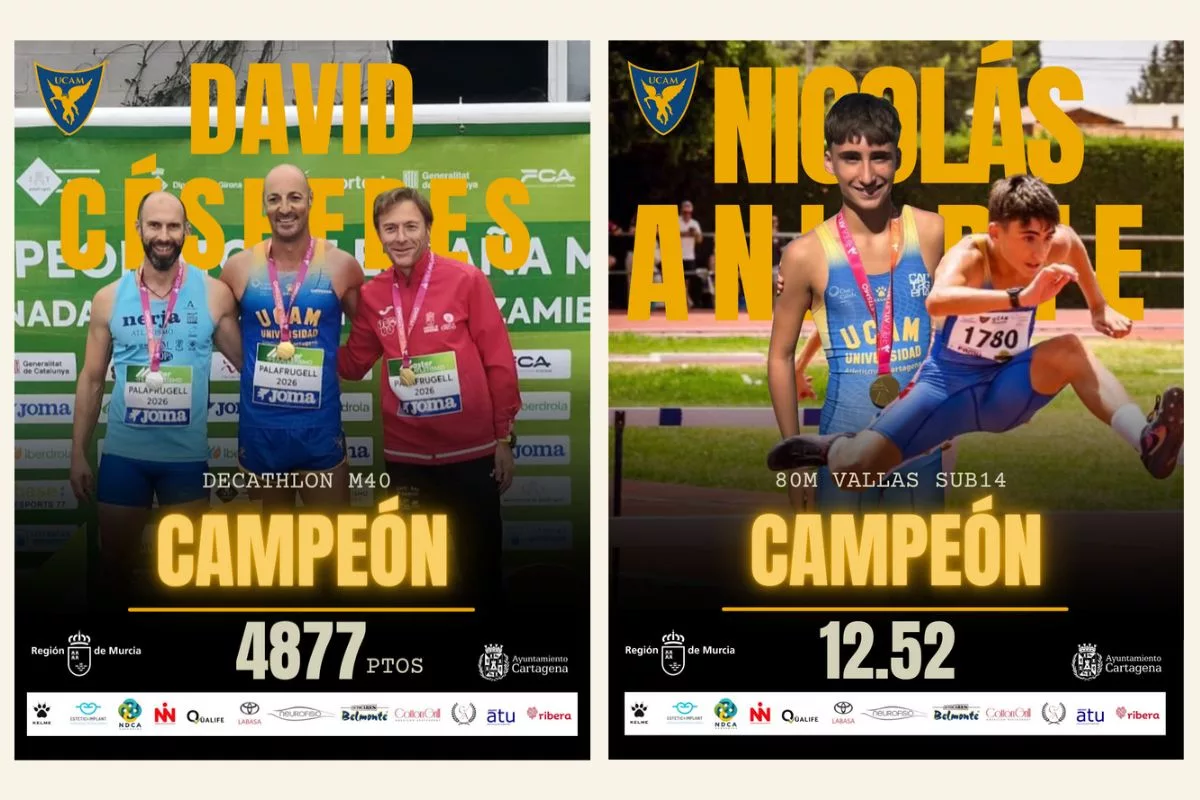 Imagen de la fuente asociada a: El UCAM Atletismo Cartagena suma dos oros con Nicolás Aniorte y David Céspedes